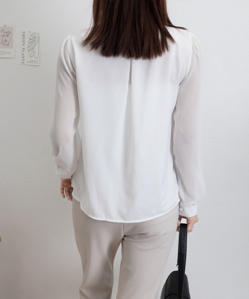 Miniministore（ミニミニストア）の「フリルリボンブラウス韓国風シャツブラウス（シャツ/ブラウス・レディース・ホワイト・L/XL/M）」の14枚目の写真