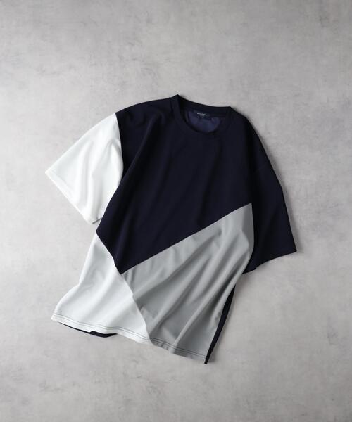 BACK NUMBER(バックナンバー)の「BACK NUMBER(バックナンバー)【メンズ】ジョーゼット斜め切替えデザインTシャツ(Tシャツ/カットソー・メンズ・ホワイト/ネイビー/ブラック・M/L/XL)」の9枚目の写真