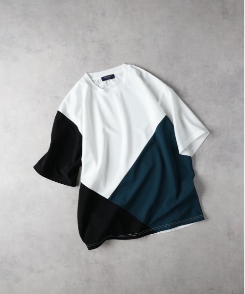 BACK NUMBER（バックナンバー）の「【BACK NUMBER】ジョーゼット斜め切替えデザインTシャツ（Tシャツ/カットソー・メンズ・ホワイト/ネイビー/ブラック・M/L/XL）」の17枚目の写真