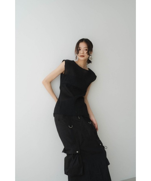 Knuth Marf(クヌースマーフ)の「french sleeve ribbed tops(Tシャツ/カットソー・レディース・ブラック/ホワイト×ブラック・FREE)」の3枚目の写真