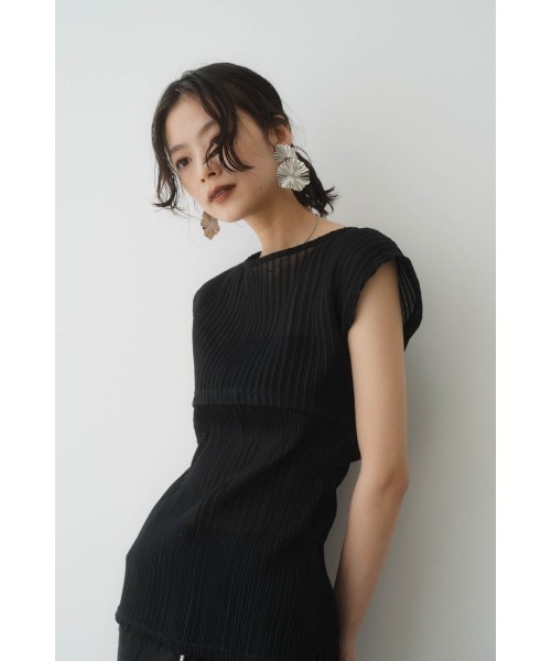 Knuth Marf(クヌースマーフ)の「french sleeve ribbed tops(Tシャツ/カットソー・レディース・ブラック/ホワイト×ブラック・FREE)」の6枚目の写真