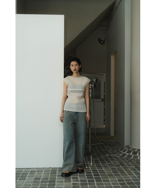 Knuth Marf(クヌースマーフ)の「french sleeve ribbed tops(Tシャツ/カットソー・レディース・ブラック/ホワイト×ブラック・FREE)」の8枚目の写真