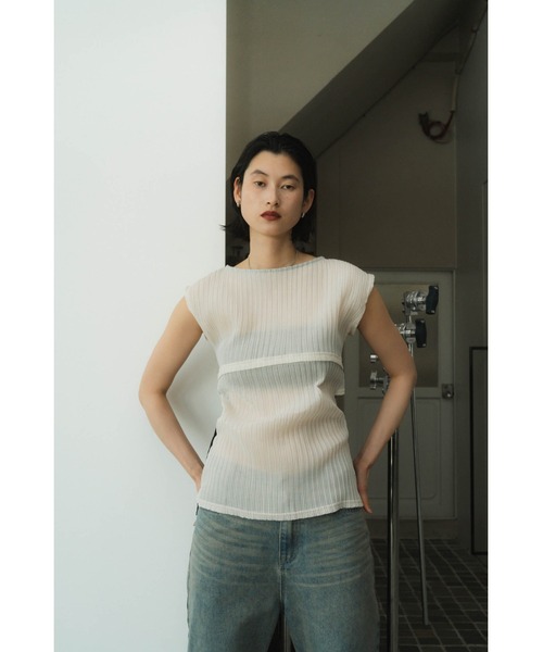 Knuth Marf(クヌースマーフ)の「french sleeve ribbed tops(Tシャツ/カットソー・レディース・ブラック/ホワイト×ブラック・FREE)」の9枚目の写真