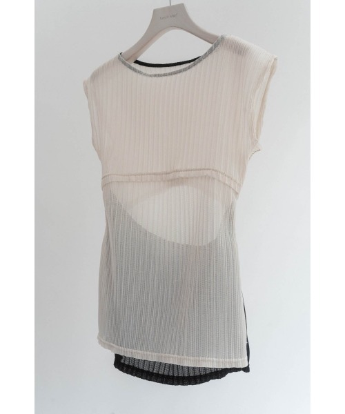 Knuth Marf(クヌースマーフ)の「french sleeve ribbed tops(Tシャツ/カットソー・レディース・ブラック/ホワイト×ブラック・FREE)」の15枚目の写真