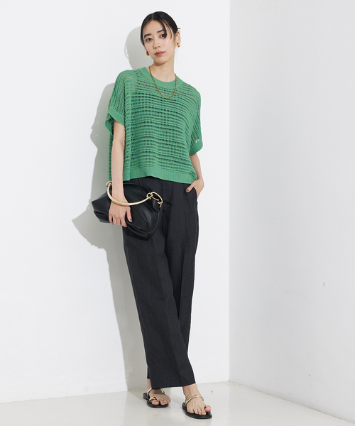 qualite（カリテ）の「【セットアップ対応】ミックスカラーラミーパンツ/リネンパンツ/夏服/カセット服（その他パンツ・レディース・グレイッシュベージュ/チャコールグレー・36/38）」の5枚目の写真