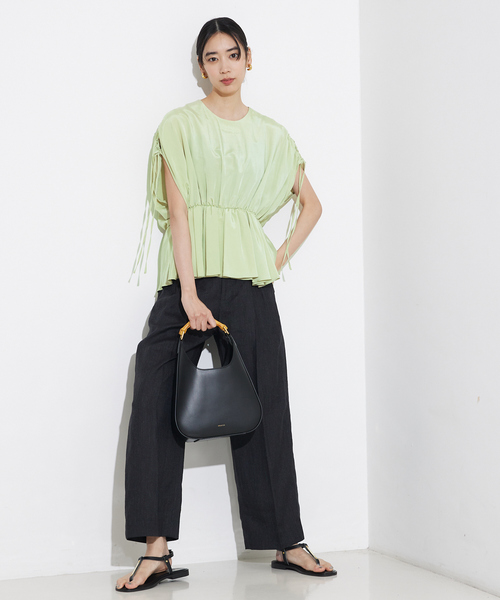 qualite（カリテ）の「【セットアップ対応】ミックスカラーラミーパンツ/リネンパンツ/夏服/カセット服（その他パンツ・レディース・グレイッシュベージュ/チャコールグレー・36/38）」の7枚目の写真