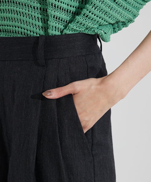 qualite（カリテ）の「【セットアップ対応】ミックスカラーラミーパンツ/リネンパンツ/夏服/カセット服（その他パンツ・レディース・グレイッシュベージュ/チャコールグレー・36/38）」の12枚目の写真