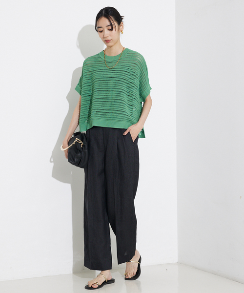 qualite（カリテ）の「【セットアップ対応】ミックスカラーラミーパンツ/リネンパンツ/夏服/カセット服（その他パンツ・レディース・グレイッシュベージュ/チャコールグレー・36/38）」の13枚目の写真