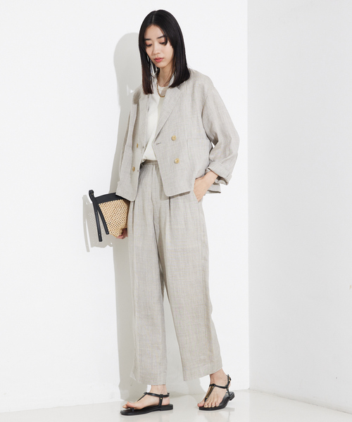 セットアップ対応】ミックスカラーラミーパンツ/リネンパンツ/夏服