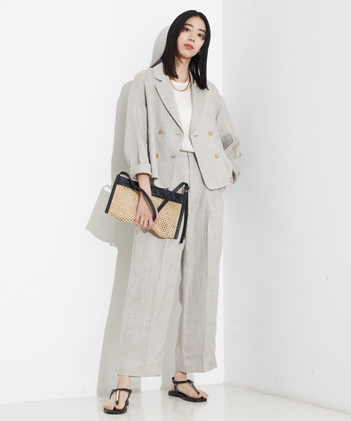 qualite（カリテ）の「【セットアップ対応】ミックスカラーラミーパンツ/リネンパンツ/夏服/カセット服（その他パンツ・レディース・グレイッシュベージュ/チャコールグレー・36/38）」の16枚目の写真