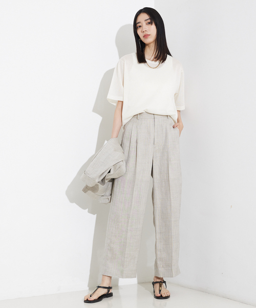 qualite（カリテ）の「【セットアップ対応】ミックスカラーラミーパンツ/リネンパンツ/夏服/カセット服（その他パンツ・レディース・グレイッシュベージュ/チャコールグレー・36/38）」の20枚目の写真