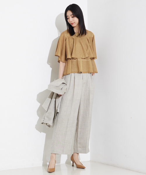 qualite（カリテ）の「【セットアップ対応】ミックスカラーラミーパンツ/リネンパンツ/夏服/カセット服（その他パンツ・レディース・グレイッシュベージュ/チャコールグレー・36/38）」の21枚目の写真