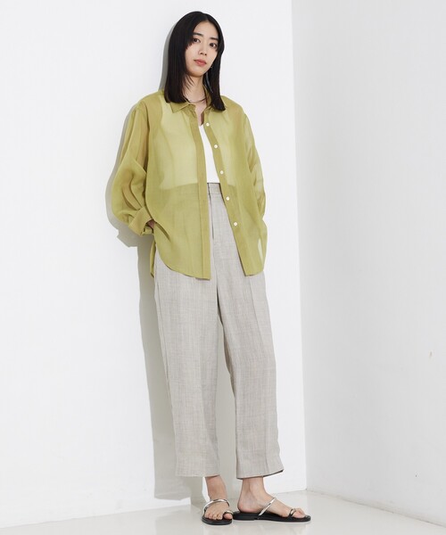qualite（カリテ）の「【セットアップ対応】ミックスカラーラミーパンツ/リネンパンツ/夏服/カセット服（その他パンツ・レディース・グレイッシュベージュ/チャコールグレー・36/38）」の17枚目の写真