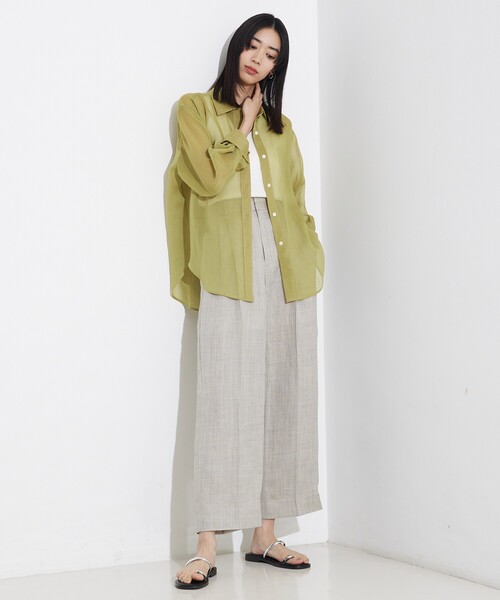 qualite（カリテ）の「【セットアップ対応】ミックスカラーラミーパンツ/リネンパンツ/夏服/カセット服（その他パンツ・レディース・グレイッシュベージュ/チャコールグレー・36/38）」の16枚目の写真