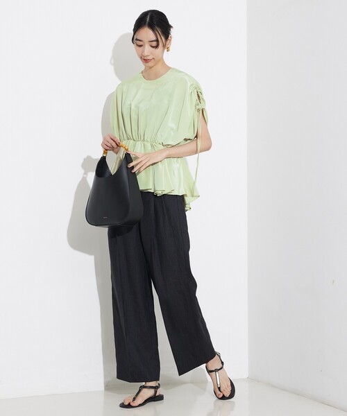 qualite（カリテ）の「【セットアップ対応】ミックスカラーラミーパンツ/リネンパンツ/夏服/カセット服（その他パンツ・レディース・グレイッシュベージュ/チャコールグレー・36/38）」の14枚目の写真