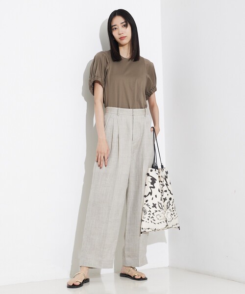 qualite（カリテ）の「【セットアップ対応】ミックスカラーラミーパンツ/リネンパンツ/夏服/カセット服（その他パンツ・レディース・グレイッシュベージュ/チャコールグレー・36/38）」の12枚目の写真