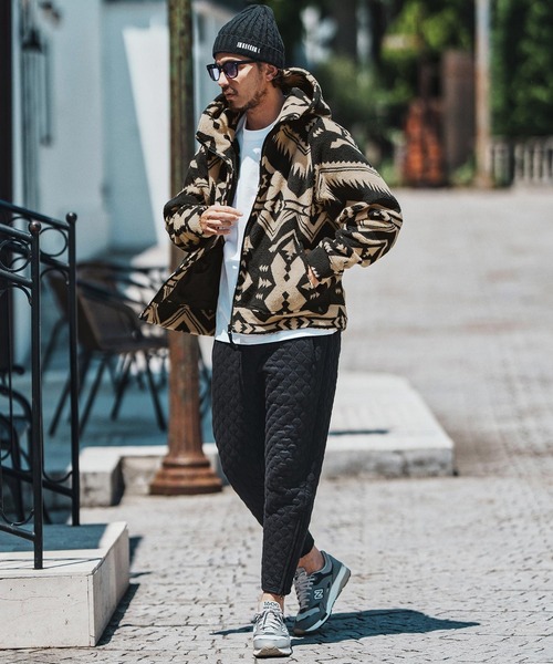 felkod(フィルコッド)の「mpa3829- Ortega Pattern Fleece Parka フリースパーカー(パーカー・メンズ・ブラック/ベージュ・S/M/L)」の8枚目の写真