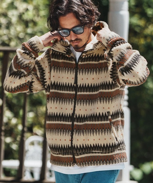 felkod(フィルコッド)の「mpa3829- Ortega Pattern Fleece Parka フリースパーカー(パーカー・メンズ・ブラック/ベージュ・S/M/L)」の11枚目の写真