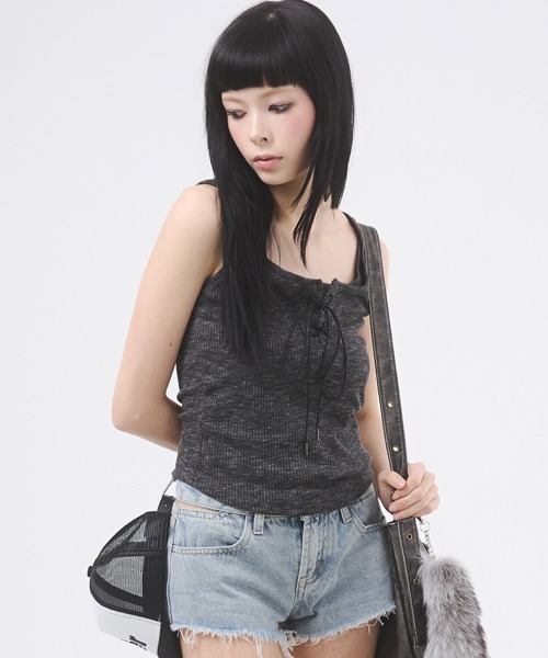 OAF TANK DOCKING TEE レイヤード タンクトップ トップス セール】フロントレースアップレイヤードタンクトップ（Tシャツ
