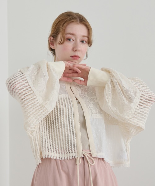 Crisp（クリスプ）の「パッチワークレースカーディガン（カーディガン/ボレロ・レディース・ホワイト・FREE）」の3枚目の写真