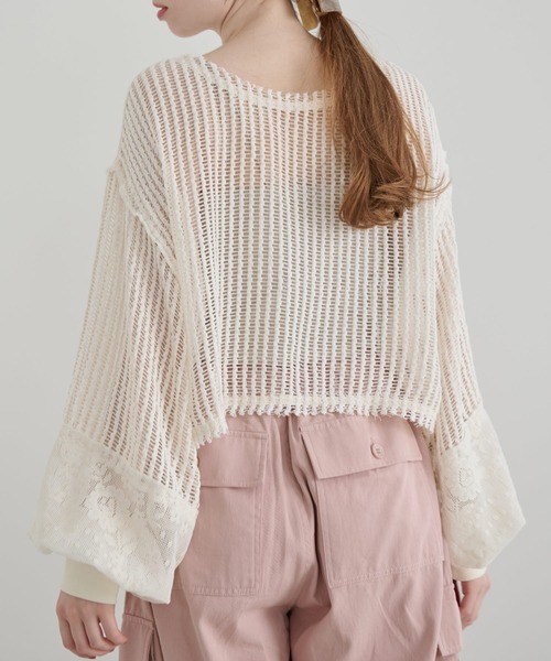 Crisp（クリスプ）の「パッチワークレースカーディガン（カーディガン/ボレロ・レディース・ホワイト・FREE）」の4枚目の写真