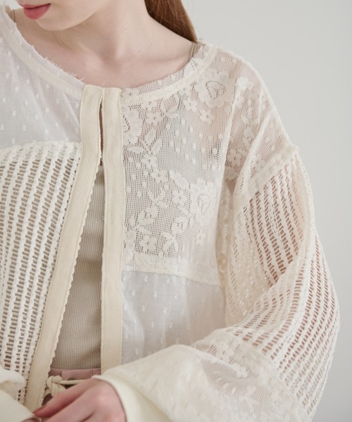 Crisp（クリスプ）の「パッチワークレースカーディガン（カーディガン/ボレロ・レディース・ホワイト・FREE）」の5枚目の写真