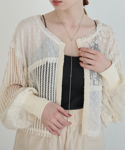 Crisp（クリスプ）の「パッチワークレースカーディガン（カーディガン/ボレロ・レディース・ホワイト・FREE）」の11枚目の写真