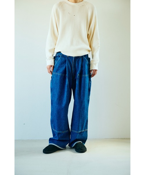 d*y様 希少 小さめサイズのダブルニー 経年アート 生成り褪色 アメカジ ユニ Carhartt カーハート ダブルニー ダック ワークパンツ メンズW32 古着