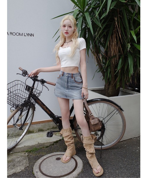 Darich スウェードパイピングデニムミニスカート スウェードパイピングデニムミニスカート – Darich (ダーリッチ)