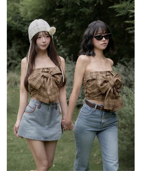 Darich スウェードパイピングデニムミニスカート スウェードパイピングデニムミニスカート（デニムスカート）｜Darich