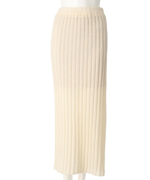 anap mimpi(アナップミンピ)の「ストライプ編み リブ ニット ペンシル ロング スカート(スカート・レディース・ブラック/グレー系その他/アイボリー・FREE)」の16枚目の写真
