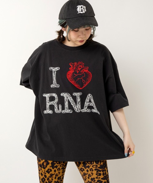 RNA(アールエヌエー)の「M2504 I LOVE RNA BIG T(Tシャツ/カットソー・レディース・ブルーグリーン/ホワイト/スミクロ・MEDIUM)」の2枚目の写真