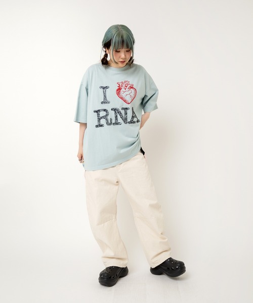 RNA(アールエヌエー)の「M2504 I LOVE RNA BIG T(Tシャツ/カットソー・レディース・ブルーグリーン/ホワイト/スミクロ・MEDIUM)」の18枚目の写真