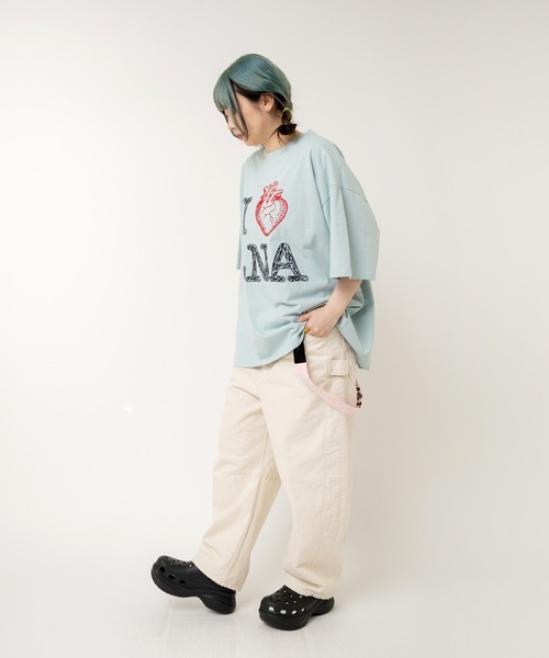 RNA(アールエヌエー)の「M2504 I LOVE RNA BIG T(Tシャツ/カットソー・レディース・ブルーグリーン/ホワイト/スミクロ・MEDIUM)」の19枚目の写真