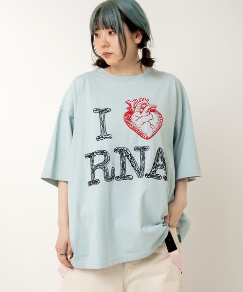 RNA(アールエヌエー)の「M2504 I LOVE RNA BIG T(Tシャツ/カットソー・レディース・ブルーグリーン/ホワイト/スミクロ・MEDIUM)」の9枚目の写真