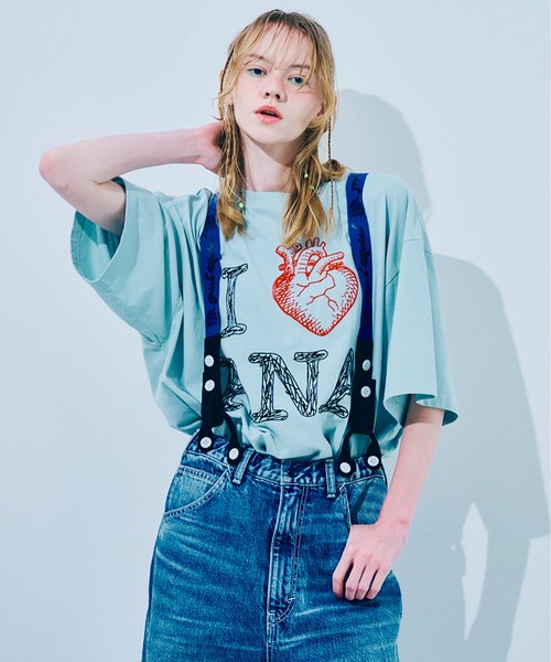 RNA(アールエヌエー)の「M2504 I LOVE RNA BIG T(Tシャツ/カットソー・レディース・ブルーグリーン/ホワイト/スミクロ・MEDIUM)」の21枚目の写真