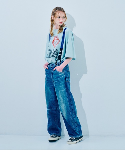 RNA(アールエヌエー)の「M2504 I LOVE RNA BIG T(Tシャツ/カットソー・レディース・ブルーグリーン/ホワイト/スミクロ・MEDIUM)」の22枚目の写真