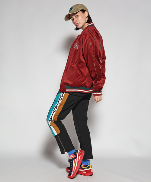 【新品未使用】SOUVENIR スーベニア フード付きジャケット バーガンディ EMB. TIGER GRUNGE SOUVENIR JACKET/タイガー刺繍 グランジスーベニア