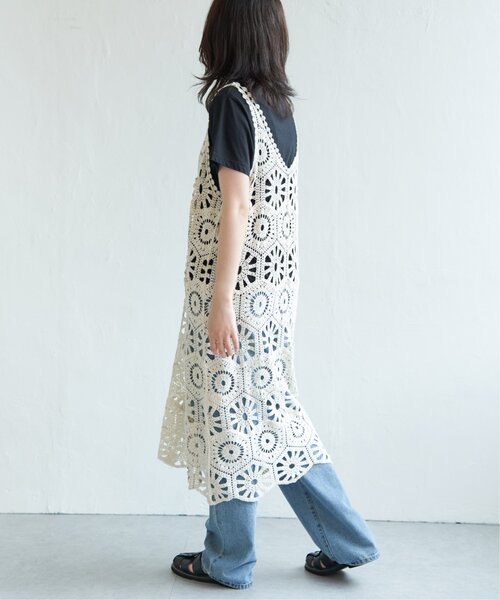 VENCEEXCHANGE（ヴァンスエクスチェンジ）の「かぎ編みワンピース（ワンピース・レディース・ブラック/アイボリー・FREE）」の7枚目の写真