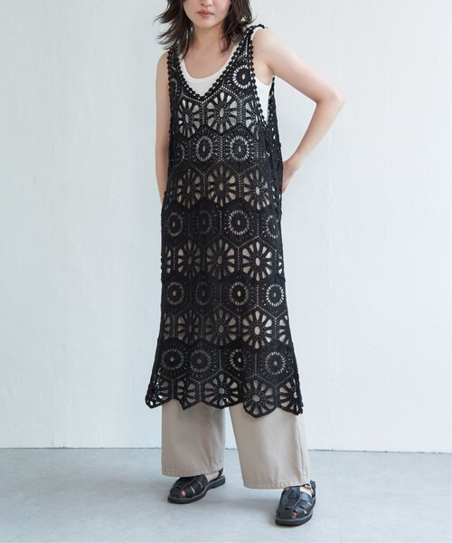 VENCEEXCHANGE（ヴァンスエクスチェンジ）の「かぎ編みワンピース（ワンピース・レディース・ブラック/アイボリー・FREE）」の8枚目の写真