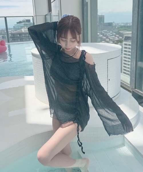 ギャザーシアーワンショルトップスsetビキニ（水着）｜nemne