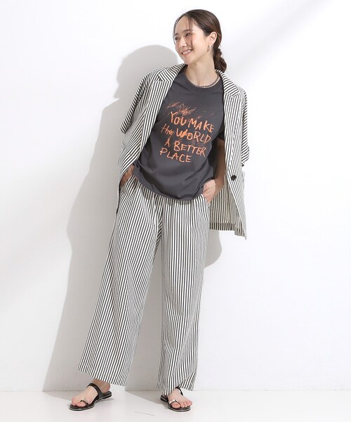 Cutie Blonde（キューティーブロンド）の「【S-LL/ひんやり/汗ジミ軽減/UVカット】グラフィックアソートTシャツ（Tシャツ/カットソー・レディース・ホワイト系3/イエロー系その他2/ピンク系1/ピンク系4/チャコール/グレー系その他2/ホワイト系5/ホワイト系1/グレー系その他/パープル系1/ホワイト系6・03/04/02/01）」の14枚目の写真