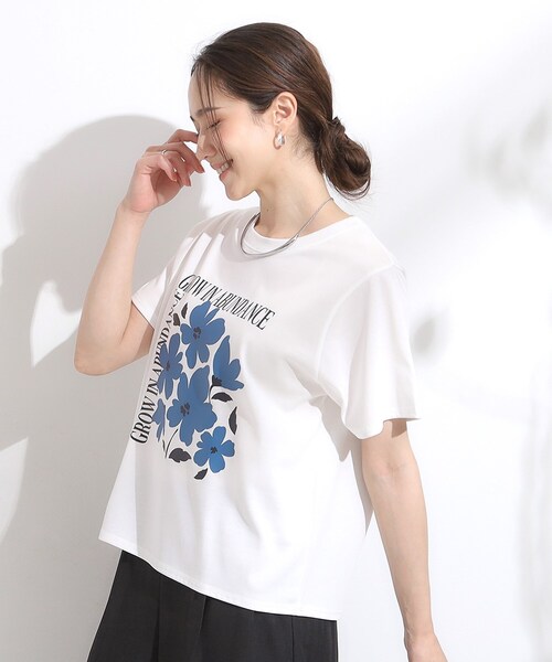 Cutie Blonde（キューティーブロンド）の「【S-LL/ひんやり/汗ジミ軽減/UVカット】グラフィックアソートTシャツ（Tシャツ/カットソー・レディース・ホワイト系3/イエロー系その他2/ピンク系1/ピンク系4/チャコール/グレー系その他2/ホワイト系5/ホワイト系1/グレー系その他/パープル系1/ホワイト系6・03/04/02/01）」の13枚目の写真