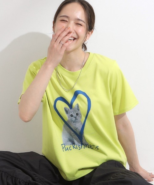 Cutie Blonde（キューティーブロンド）の「【S-LL/ひんやり/汗ジミ軽減/UVカット】グラフィックアソートTシャツ（Tシャツ/カットソー・レディース・ホワイト系3/イエロー系その他2/ピンク系1/ピンク系4/チャコール/グレー系その他2/ホワイト系5/ホワイト系1/グレー系その他/パープル系1/ホワイト系6・03/04/02/01）」の9枚目の写真