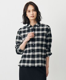 コットン起毛タータンチェック ショート丈 シャツ ブラウス