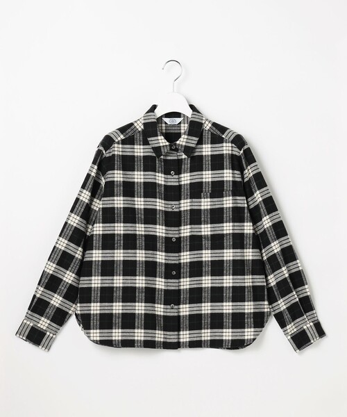 J.PRESS（ジェイプレス）の「コットン起毛タータンチェック ショート丈 シャツ ブラウス（シャツ/ブラウス・レディース・ブラック系3/ネイビー系3/アイボリー系3・11/9）」の9枚目の写真