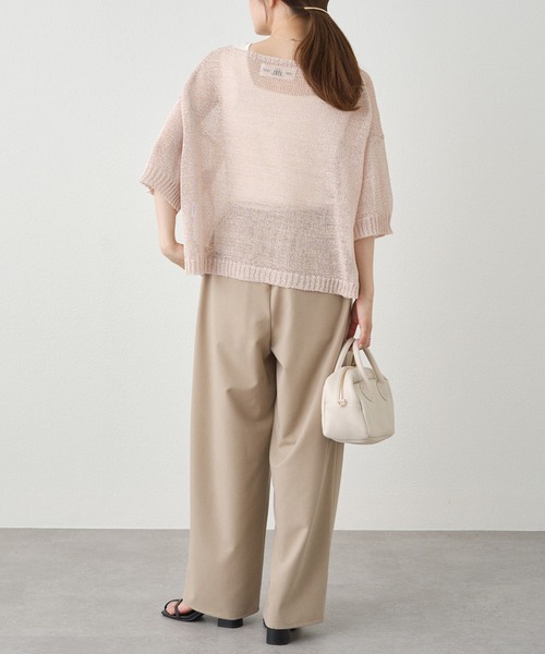 PUAL CE CIN（ピュアルセシン）の「テープヤーン ハーフスリーブ プルオーバー（ニット/セーター・レディース・ブラック/オフホワイト/ベージュ・FREE）」の22枚目の写真