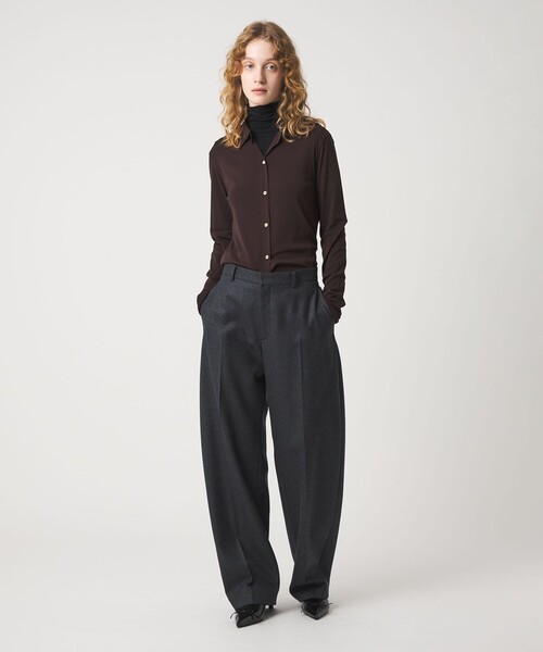 6（ロク）の「＜6(ROKU)＞ナイロン チュール シャツ（カーディガン/ボレロ・レディース・ダークブラウン/オフホワイト/その他1・FREE）」の4枚目の写真