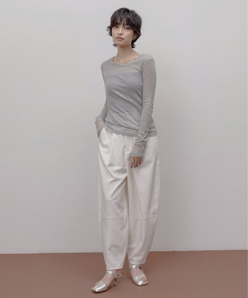 Eimee Law(エイミーロウ)の「テンセルウール シアーリブトップス(Tシャツ/カットソー・レディース・ライトグレー/モカ/ライトピンク/ブラック/アイボリー/レッド・FREE)」の17枚目の写真