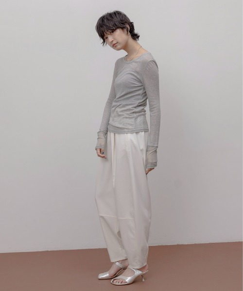 Eimee Law(エイミーロウ)の「テンセルウール シアーリブトップス(Tシャツ/カットソー・レディース・ライトグレー/モカ/ライトピンク/ブラック/アイボリー/レッド・FREE)」の18枚目の写真